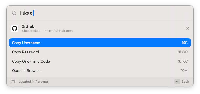 Item detail view with copy actions